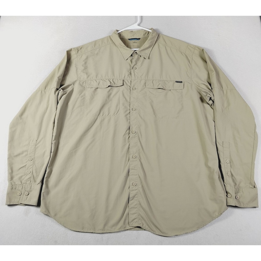 Columbia Shirt Mens 2XL Beige Gorpcore Vented Omni-Shade Fishing Outdoor Casual